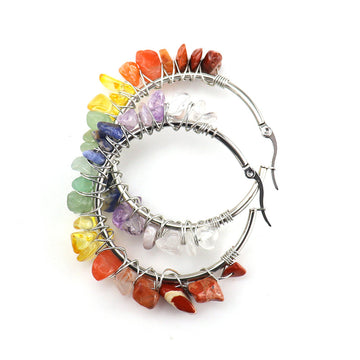 Raw Crystal Hoop Earrings E32