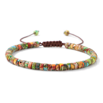 Vintage Emperor Stone Bracelet - 2x4mm Beads, Adjustable Fit