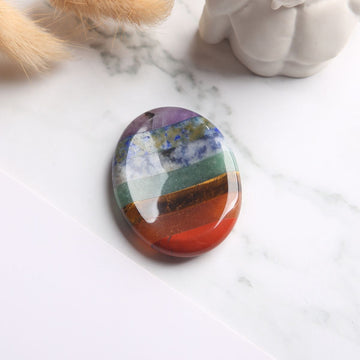 7 Chakra Worry Stone - For Anxiety & Stress - Buddha & Karma