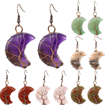 Raw Crystal Moon Earrings