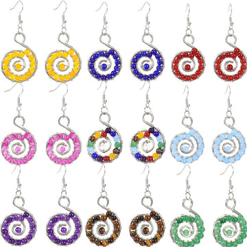Handmade Rainbow Crystal Bead Seashell Earrings E12