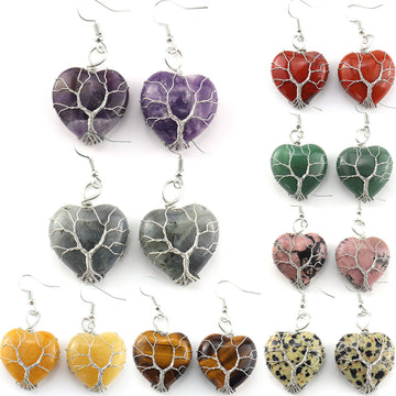 Raw Crystal Heart Earrings E34