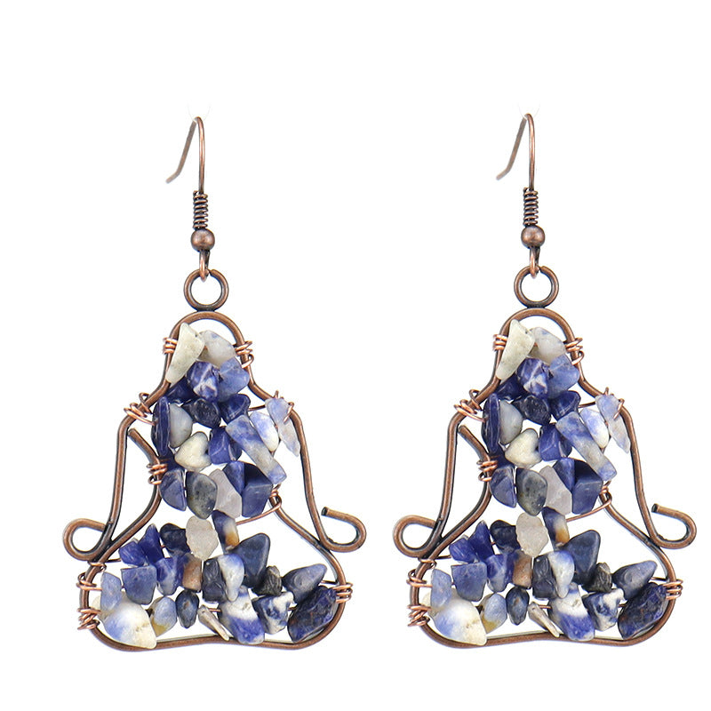 Amethyst Meditation Earrings – Yoga Figure Crystal Dangle (E15)