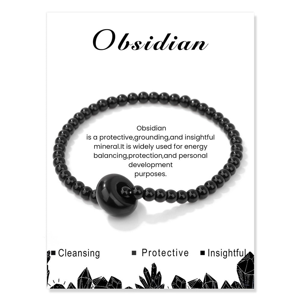 4mm Stone Beaded Bracelet – Gift Set with Card, 19cm