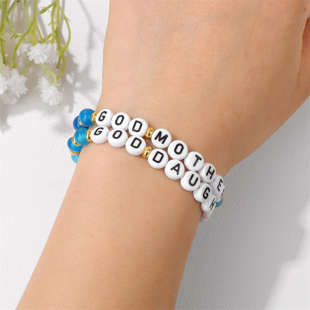 Mother Daughter Bracelet Set – 6mm Striped Agate, Elastic Fit