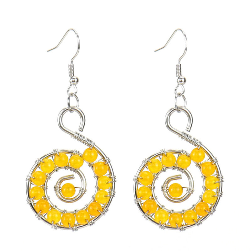Handmade Rainbow Crystal Bead Seashell Earrings E12