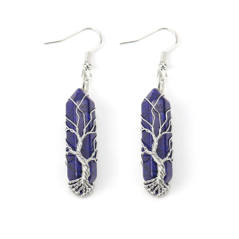 Tree of Life Amethyst Crystal Earrings – Handwrapped Healing Jewelry