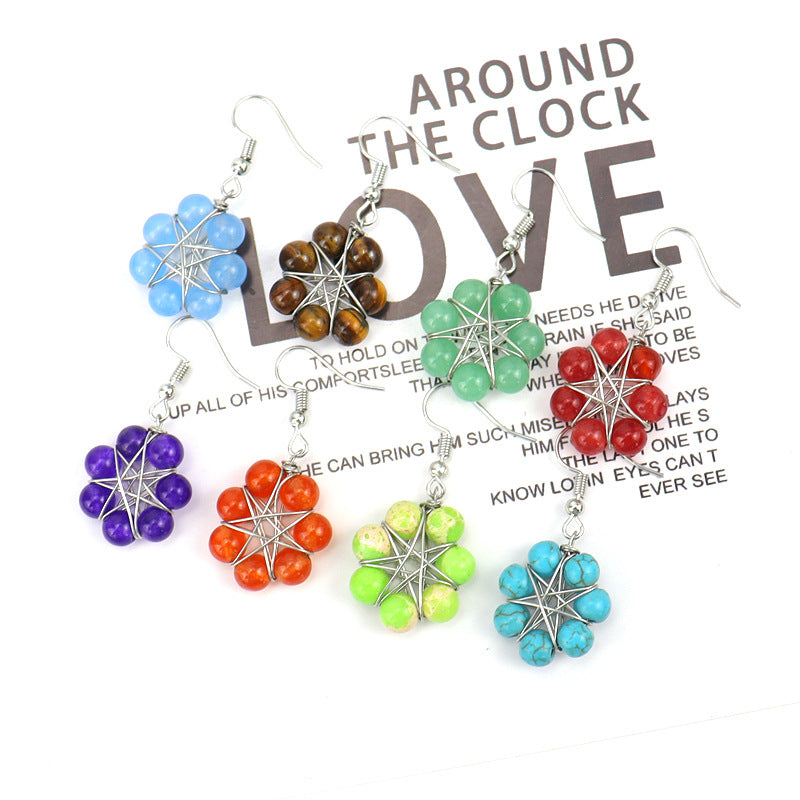 Rainbow Crystal Bead Earrings – Handwrapped Chakra Stone Jewelry