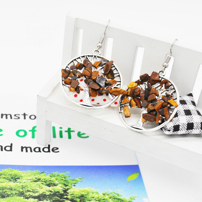 Crystal Tree of Life Earrings – Natural Stone Prosperity Jewelry