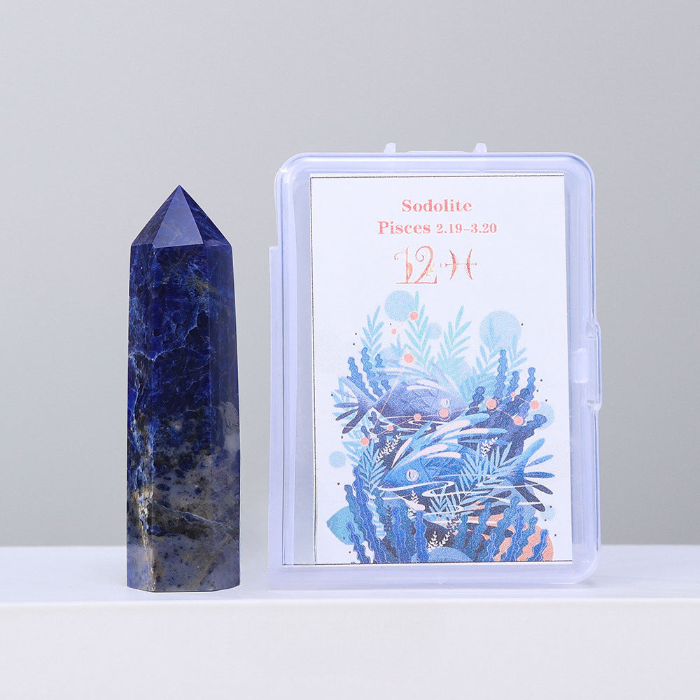 Zodiac Crystal Wand Gift Set – 12 Natural Six-Facet Crystal Points for All Star Signs