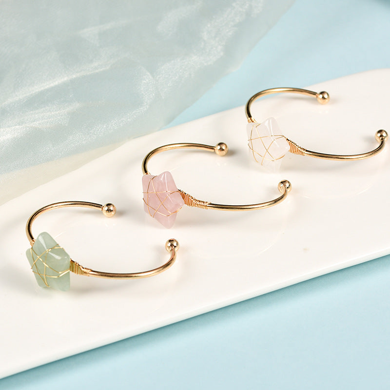 Natural Crystal Cuff Bracelet