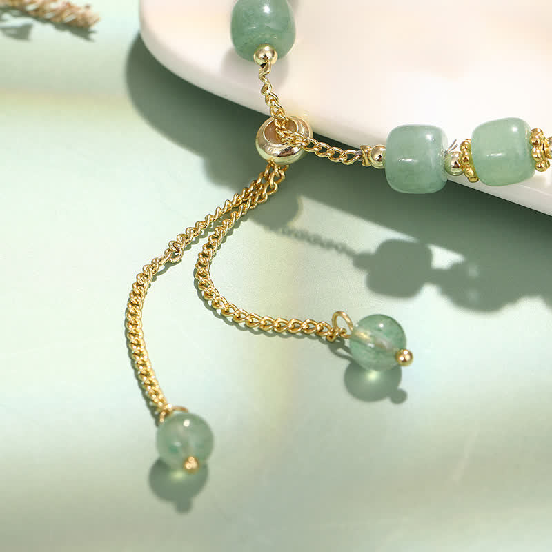Green Aventurine Bracelet – 14K Gold-Plated Stretch Bracelet