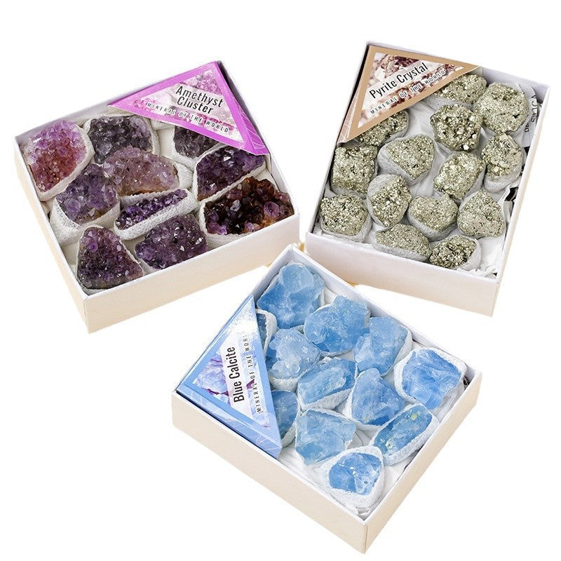 Mystic Crystal Treasure Box – Amethyst, Prophecy Stone & Geode Set