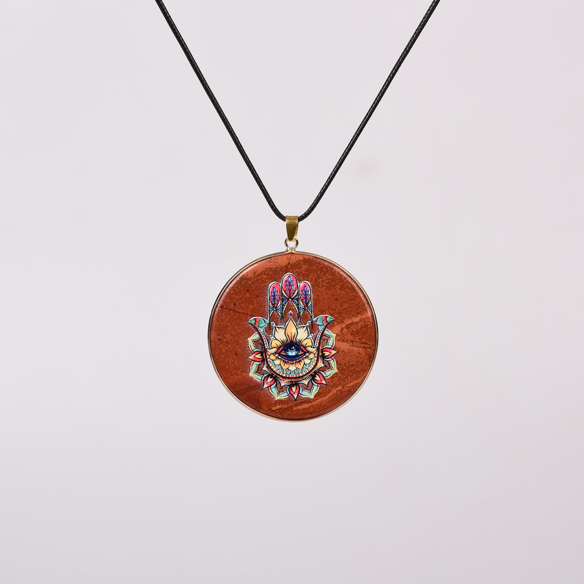 Painted Natural Crystal Pendant Necklace – Totem & Stone Series
