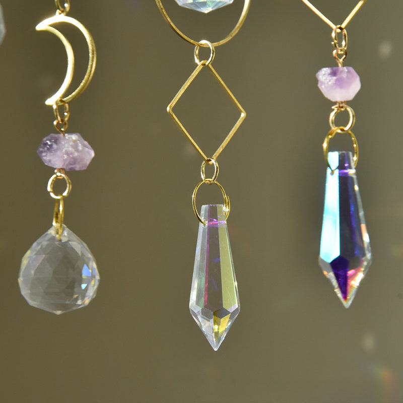 Amethyst Sun & Moon Sun Catcher – Celestial Window Decor