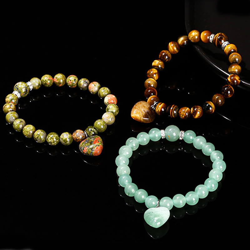 Unisex Healing Crystal Bracelet – Jade, Aventurine, Tiger Eye
