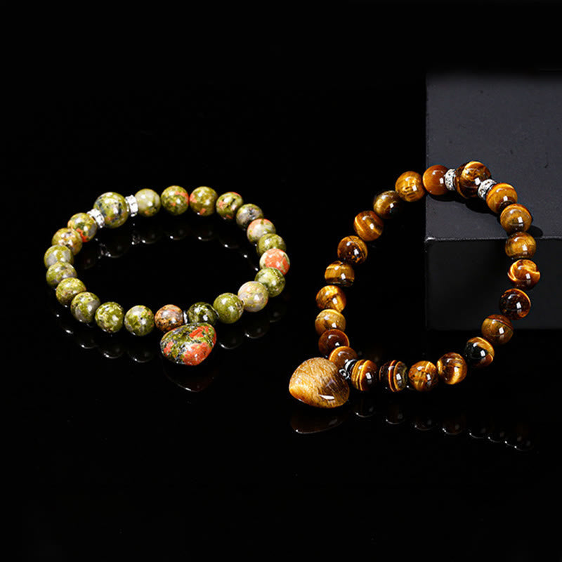 Unisex Healing Crystal Bracelet – Jade, Aventurine, Tiger Eye