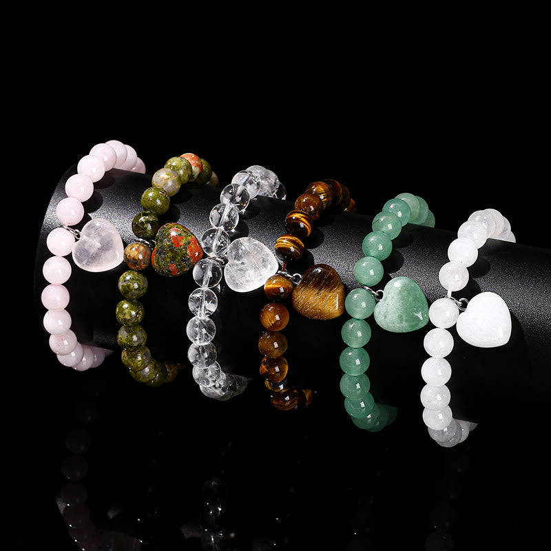 Unisex Healing Crystal Bracelet – Jade, Aventurine, Tiger Eye