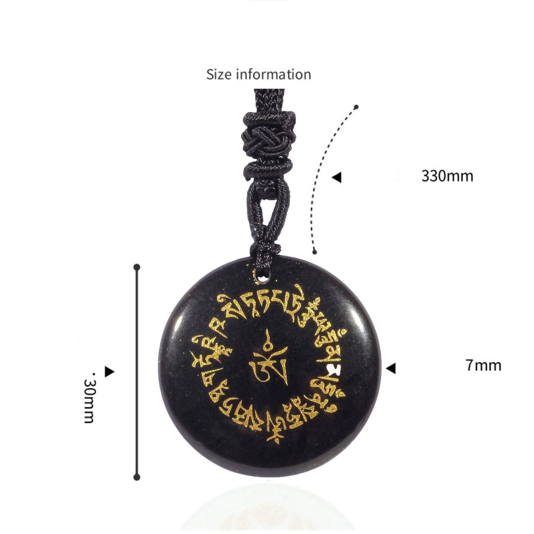 Buddha Stones Fortune-gathering Mantra Natural Various Crystal Black Obsidian Fulfilment Necklace Pendant Necklaces & Pendants BS Black Obsidian