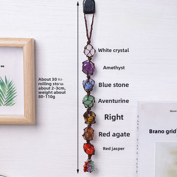 Natural Raw Stone Macrame Car Charm – Crystal Hanging Pendant