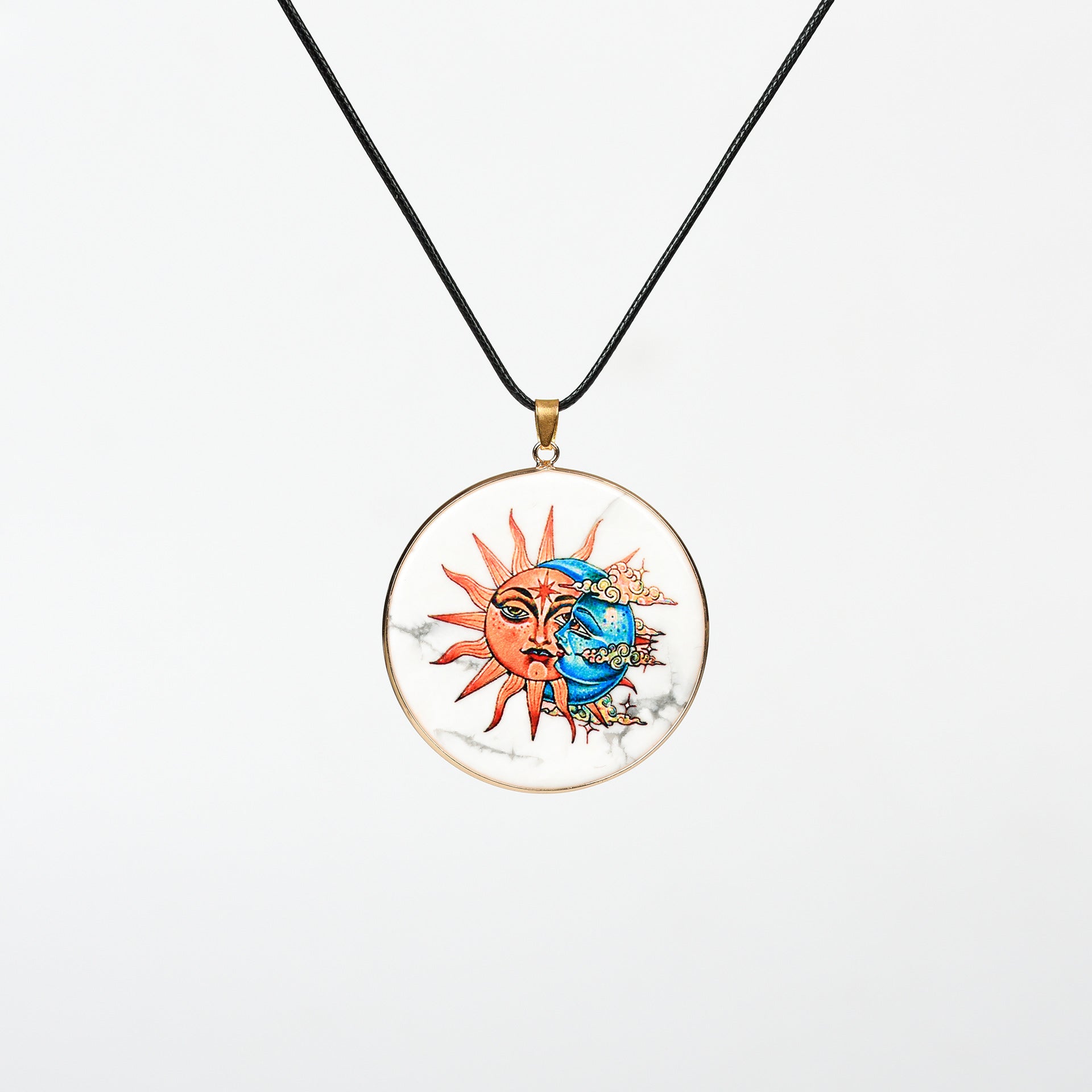 Painted Natural Crystal Pendant Necklace – Totem & Stone Series