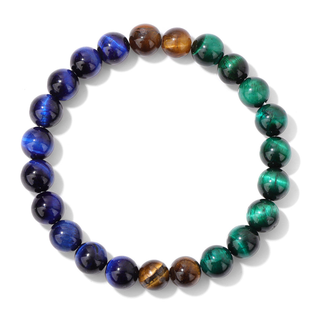 Tiger Eye Bracelet – 8mm Beads, Peacock-Inspired, Business Gift