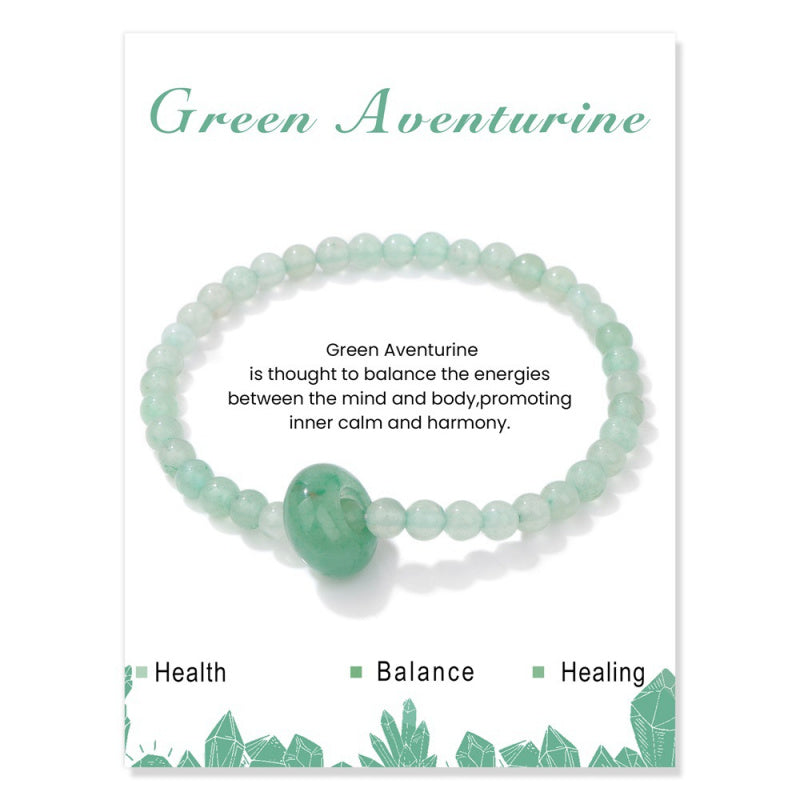 4mm Stone Beaded Bracelet – Gift Set with Card, 19cm
