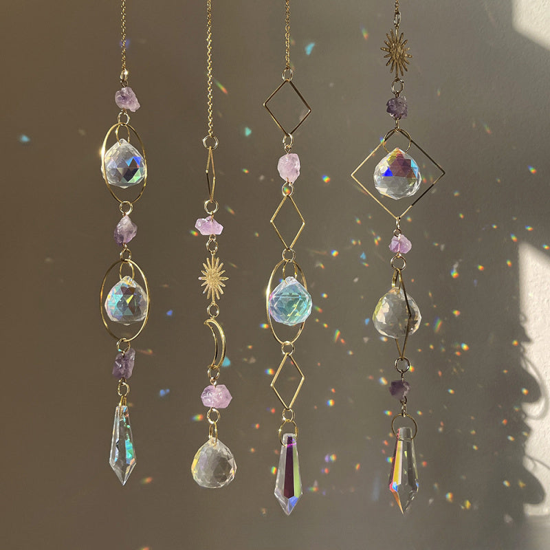 Amethyst Sun & Moon Sun Catcher – Celestial Window Decor