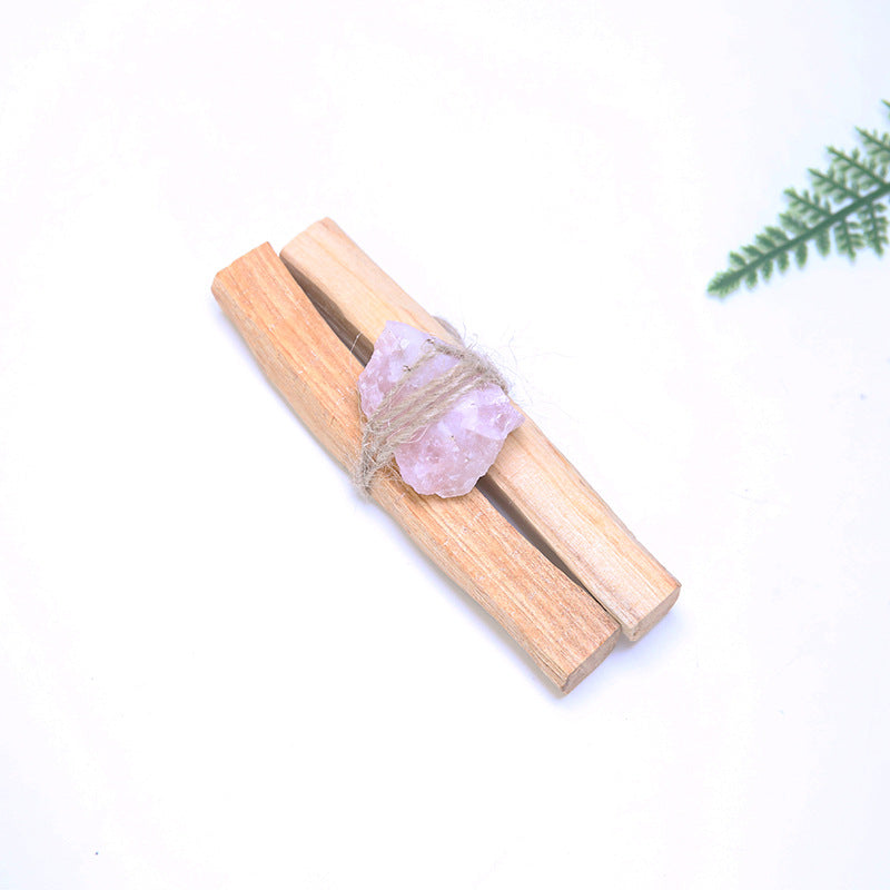 Buddha Stones Natural Palo Santo Pink Crystal Amethyst Black Obsidian Crystal Purify Altar Set Spiritual Supplies Incense BS main