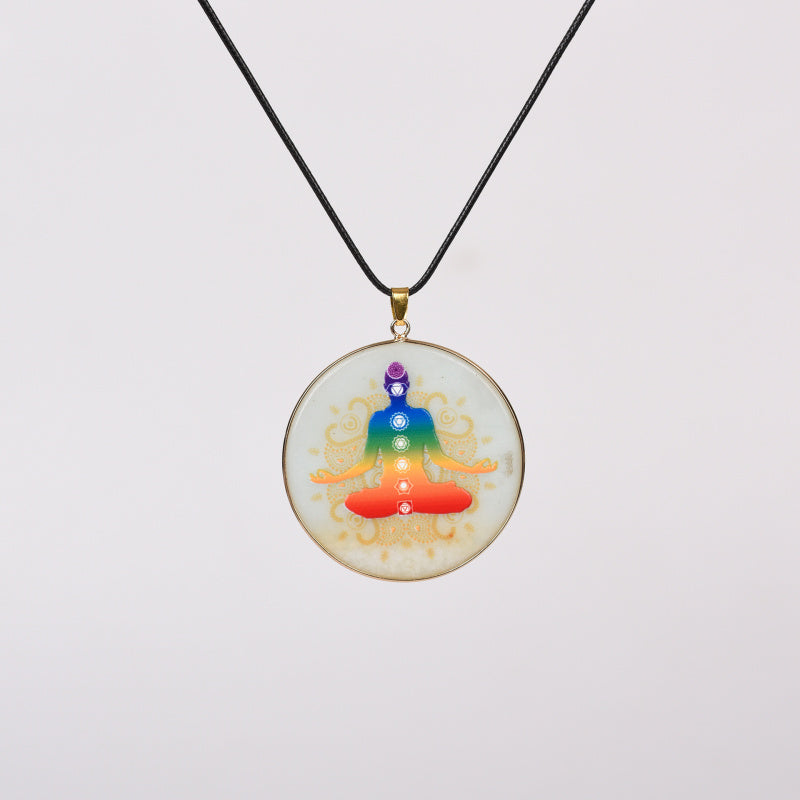 Painted Natural Crystal Pendant Necklace – Totem & Stone Series