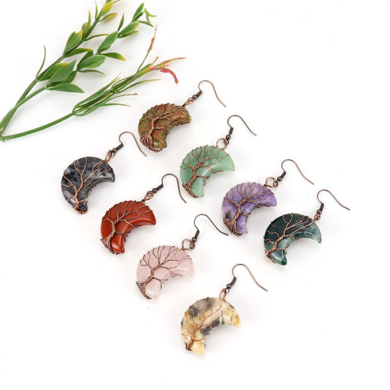 Raw Crystal Moon Earrings