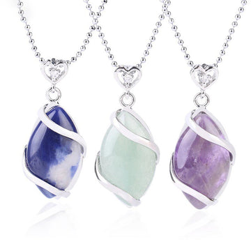Buddha Stones Marquise Pattern Natural Crystal Stone Charm Necklace Pendant Necklaces & Pendants BS main