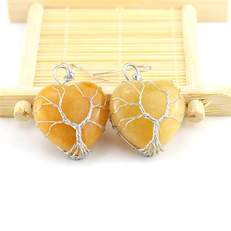 Raw Crystal Heart Earrings E34