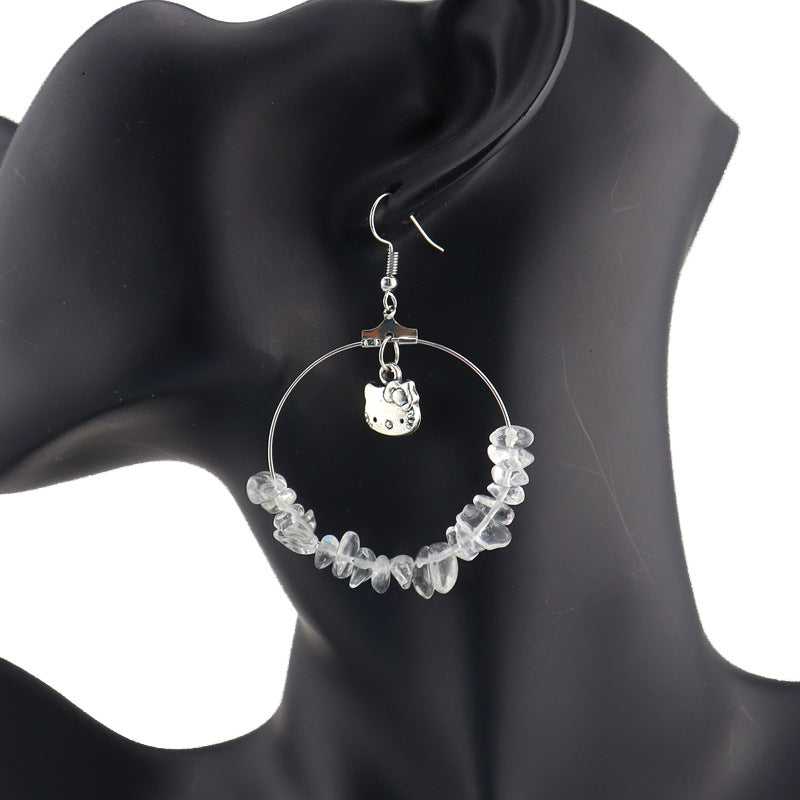 Natural Stone Hoop Earrings