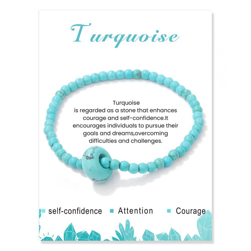 4mm Stone Beaded Bracelet – Gift Set with Card, 19cm