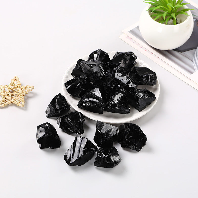 Raw Black Obsidian Stone – 1–5cm Natural Protective Crystal
