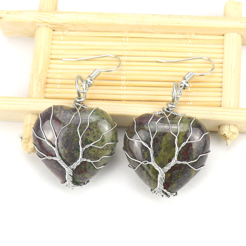 Raw Crystal Heart Earrings E34