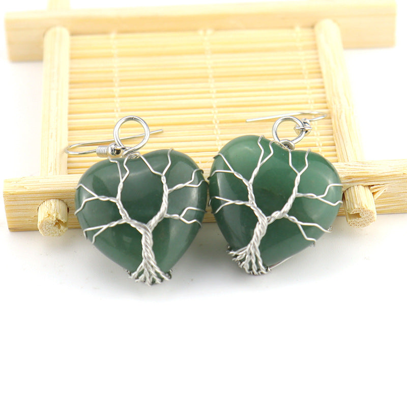 Raw Crystal Heart Earrings E34