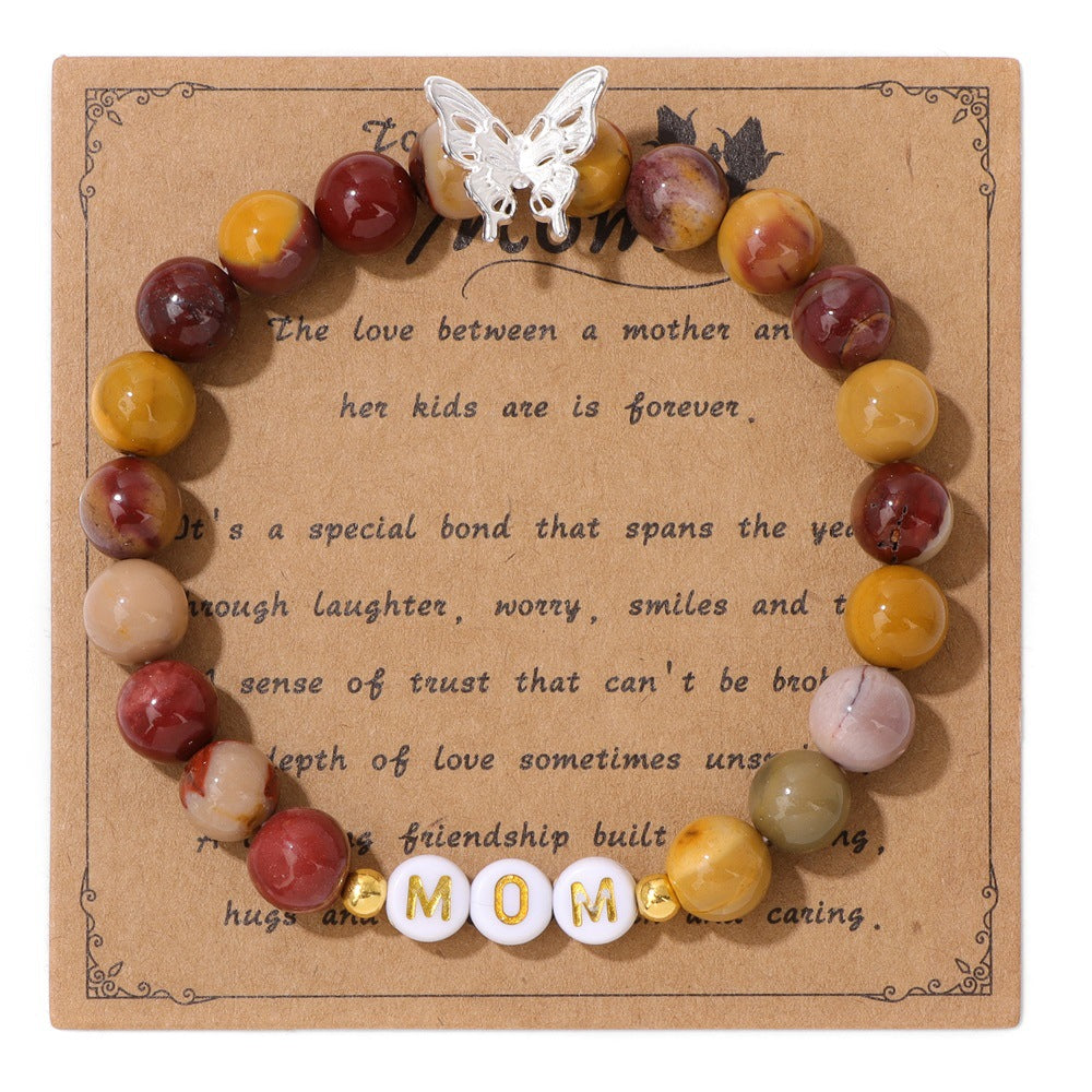 Mother’s Day MOM Bracelet – Purple Emperor Stone, Butterfly Charm