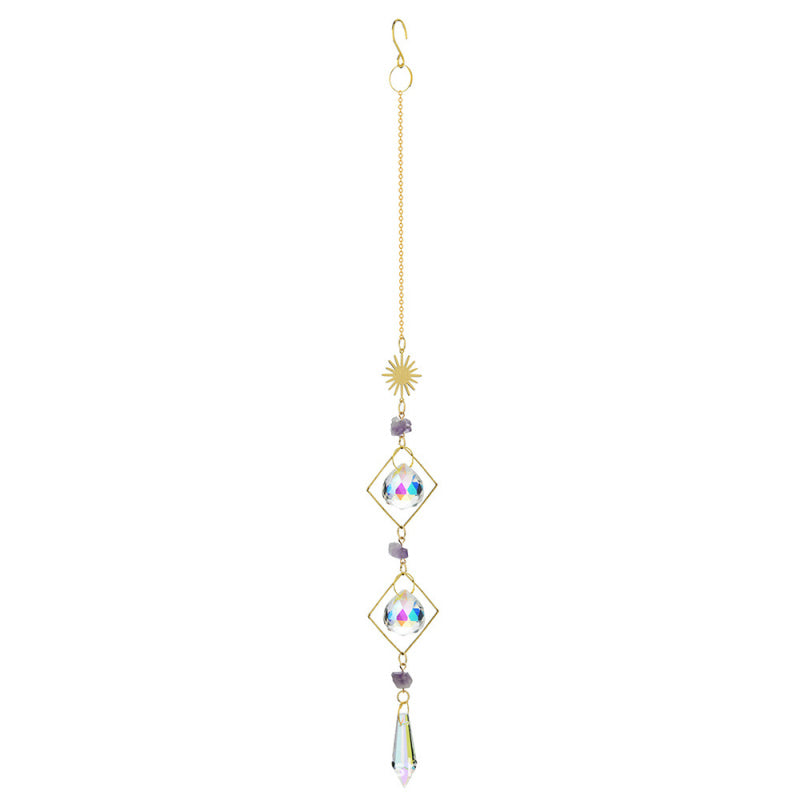 Amethyst Sun & Moon Sun Catcher – Celestial Window Decor