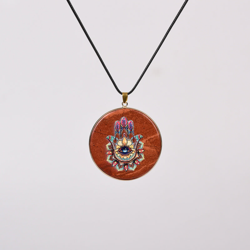 Painted Natural Crystal Pendant Necklace – Totem & Stone Series