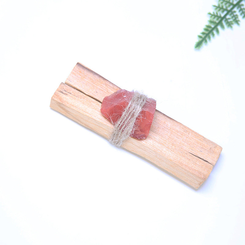Buddha Stones Natural Palo Santo Pink Crystal Amethyst Black Obsidian Crystal Purify Altar Set Spiritual Supplies Incense BS Palo Santo&Red Smelting Quartz