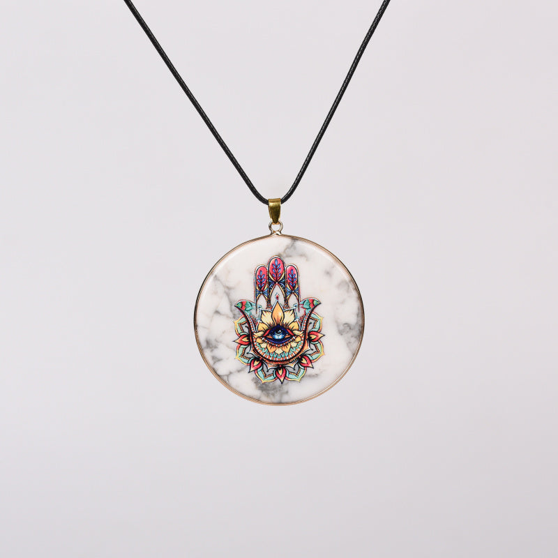 Painted Natural Crystal Pendant Necklace – Totem & Stone Series