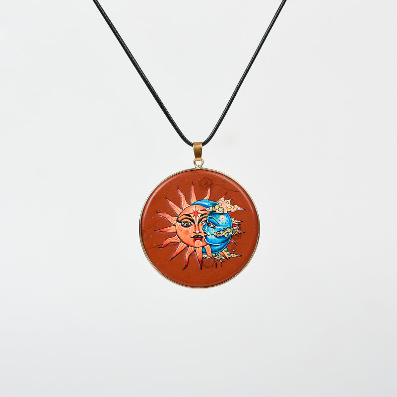 Painted Natural Crystal Pendant Necklace – Totem & Stone Series