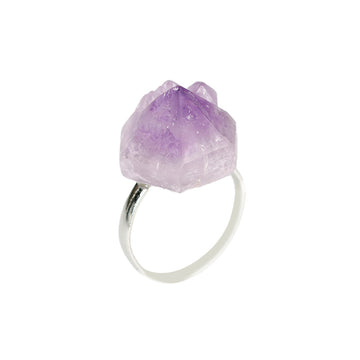 Natural Amethyst Rose Carving Crystal Ring
