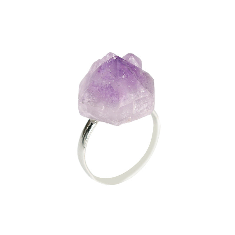 Natural Amethyst Rose Carving Crystal Ring