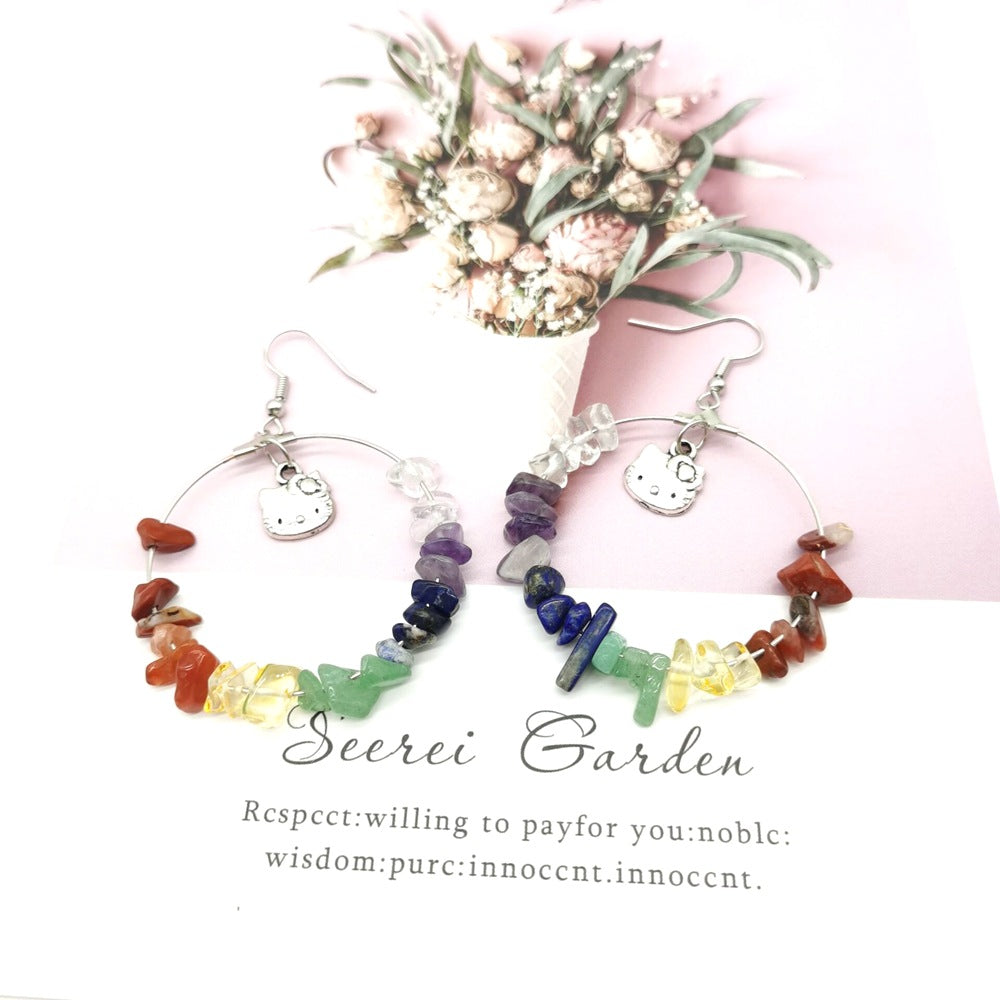Natural Stone Hoop Earrings
