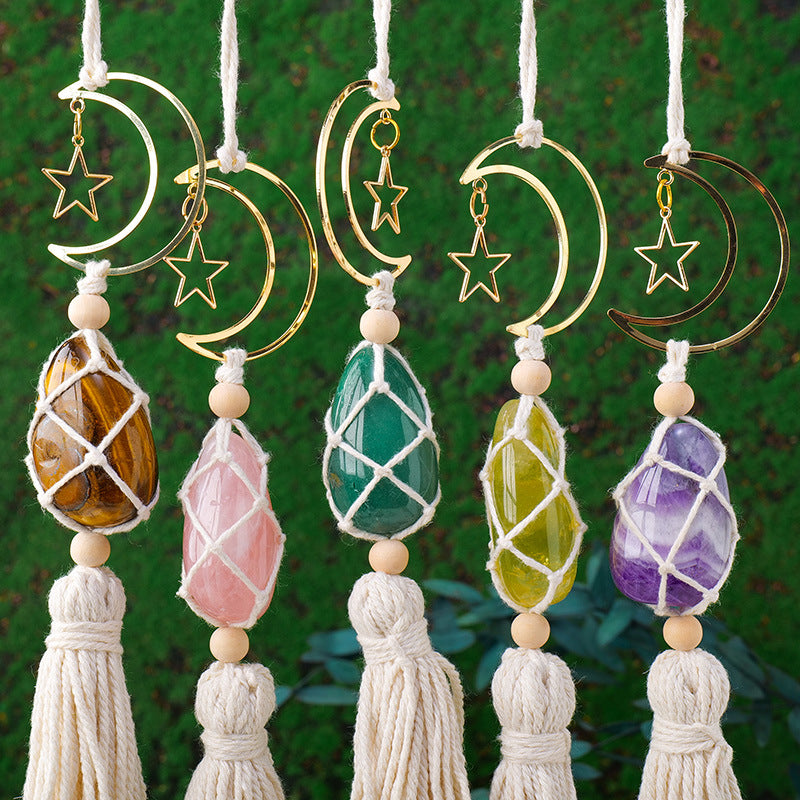 Triple Crystal Car Charm - Amethyst, Titrine & Rose Quartz (35cm)