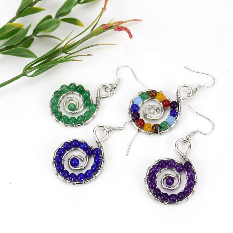 Handmade Rainbow Crystal Bead Seashell Earrings E12