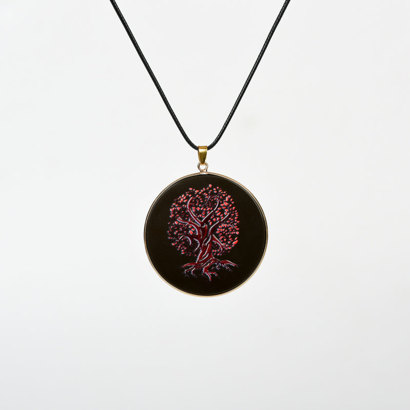 Painted Natural Crystal Pendant Necklace – Totem & Stone Series